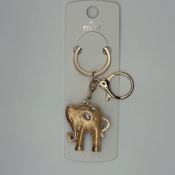 Purple  Elephant Rhinestone Gold Key Chain Purse Backpack Charm Keychain - Picture 3 of 4